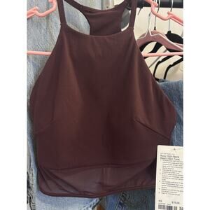 Lululemon Sports Bra XS High Neck Nulu Mesh Cropped Yoga Top Athleisure PURPLE